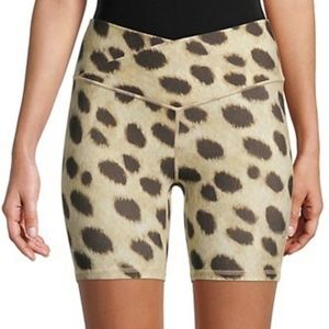 NWT WE WORE WHAT CHEETAH SPLICED BIKER SHORTS XS